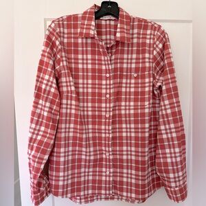 Orvis poly-wool button front plaid shirt M